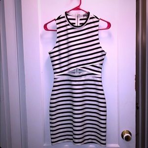 Express black and white striped dress